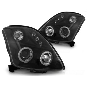 Lampy przód Suzuki Swift 05- clear Angel Eyes BLACK soczewka ringi LPSI02