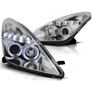 Lampy przód Toyota Celica T23 99-05 Angel Eyes CHROM LED diodowe LPTO13