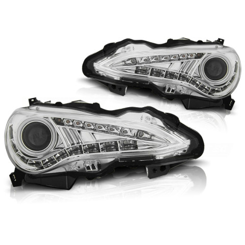 Lampy przód Toyota GT86 2012- CHROM LED - BI-xenon D4S - diodowe jazdy dziennej LPTO30