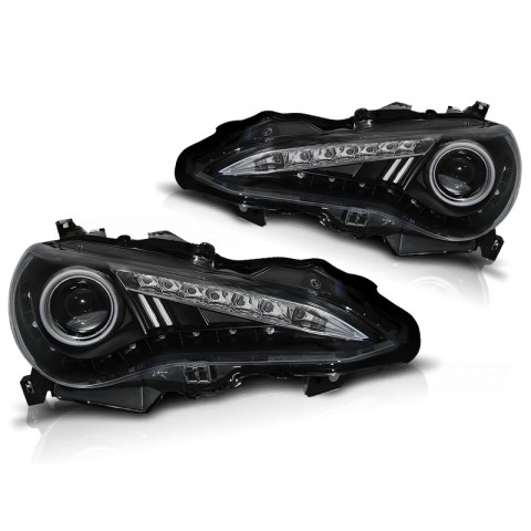 Lampy przód Toyota GT86 2012- BLACK LED - BI-xenon D4S - diodowe jazdy dziennej LPTO31