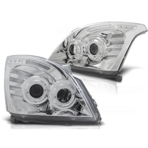 Lampy przód Toyota Land Cruiser 03-09 Angel Eyes CHROM soczewki LPTO05