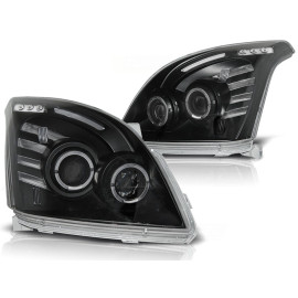 Lampy przód Toyota Land Cruiser 03-09 Angel Eyes BLACK LED - diodowe LPTO06