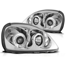 Lampy przód Toyota Yaris 99-03 clear Angel Eyes CHROM soczewka ringi LPTO01