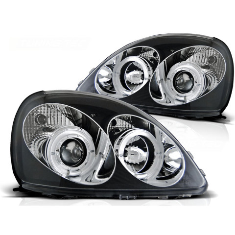 Lampy przód Toyota Yaris 99-03 clear Angel Eyes BLACK soczewka ringi LPTO02