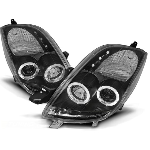 Lampy przód Toyota Yaris 06- clear Angel Eyes BLACK soczewka ringi LPTO04