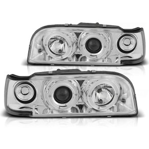 Lampy przód Volvo 850 clear Angel Eyes CHROM soczewka ringi LPVO03