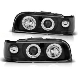 Lampy przód Volvo 850 clear Angel Eyes BLACK soczewka ringi LPVO04