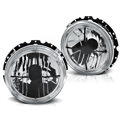 Lampy przód VW Golf 1 clear Angel Eyes Cross Chrom ringi z krzyżem LPVWH3