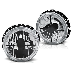 Lampy przód VW Golf 1 clear Angel Eyes Cross Chrom ringi z krzyżem LPVWH3