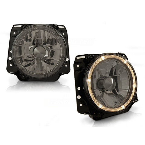 Lampy przód VW Golf 2 clear Angel Eyes BLACK - ciemne ringi LPVW44