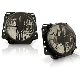 Lampy przód VW Golf 2 clear BLACK - przezroczyste ciemne z krzyżem LPVW54
