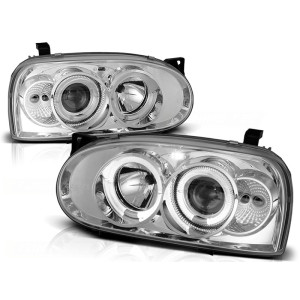 Lampy przód VW Golf 3 clear Angel Eyes CHROM soczewka ringi LPVW02