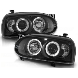 Lampy przód VW Golf 3 clear Angel Eyes BLACK soczewka ringi LPVW04