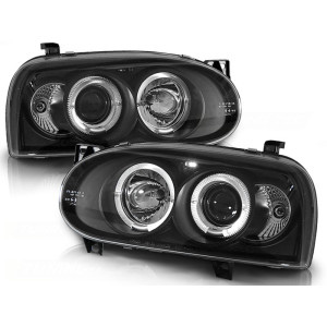 Lampy przód VW Golf 3 clear Angel Eyes BLACK soczewka ringi LPVW04