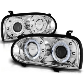 Lampy przód VW Golf 3 clear Angel Eyes CHROM soczewka ringi LPVW03