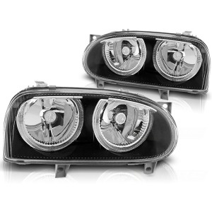 Lampy przód VW Golf 3 clearglass Power Look Black Angel Eyes LPVW29 DEPO