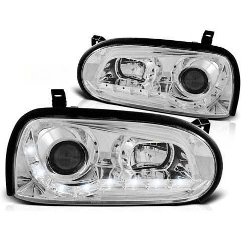 Lampy przód VW Golf 3 91-97 - diodowe CHROM LED - LPVW39