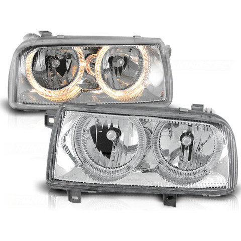 Lampy przód VW Vento clear chrom Angel Eyes LPVW31 DEPO