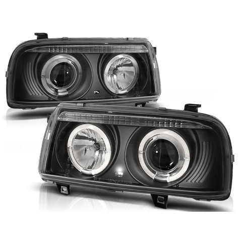 Lampy przód VW Vento clear Black Angel Eyes ringi soczewka LPVW88
