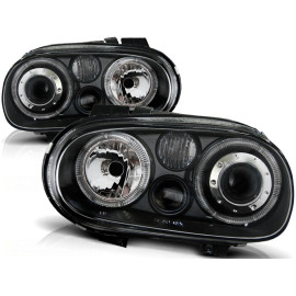 lampy przód VW Golf 4 clear Angel Eyes BLACK soczewka ringi LPVW70 DEPO