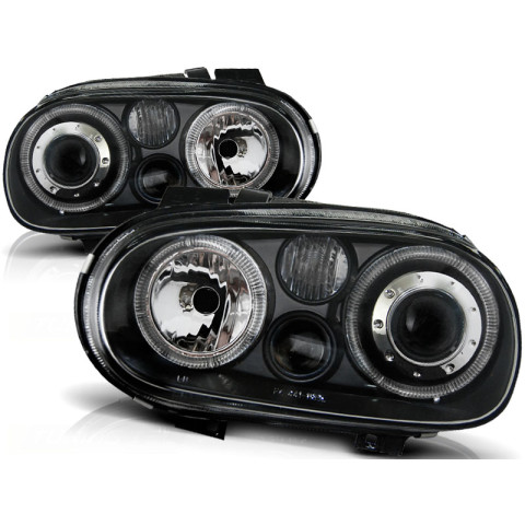 lampy przód VW Golf 4 clear Angel Eyes BLACK soczewka ringi LPVW70 DEPO