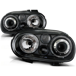 lampy przód VW Golf 4 clear Angel Eyes BLACK soczewka ringi LPVW70 DEPO