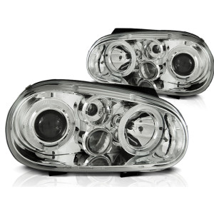 Lampy przód VW Golf 4 97-03 clear Angel Eyes CHROM soczewka ringi LPVW65