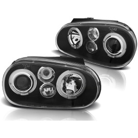 Lampy przód VW Golf 4 97-03 clear Angel Eyes BLACK soczewka ringi LPVW60
