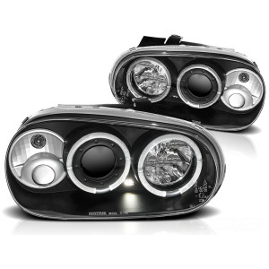 Lampy przód VW Golf 4 97-03 clear Angel Eyes BLACK soczewka ringi LPVW07