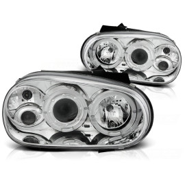 Lampy przód VW Golf 4 97-03 clear Angel Eyes CHROM soczewka ringi LPVW06