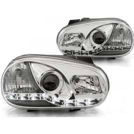 Lampy przód VW Golf 4 97-03 - diodowe CHROM LED - LPVW85