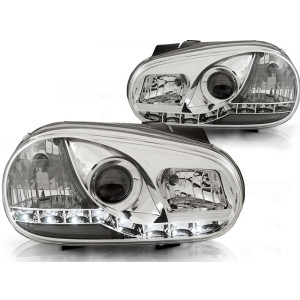 Lampy przód VW Golf 4 97-03 - diodowe CHROM LED - LPVW85