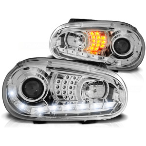 Lampy przód VW Golf 4 97-03 - diodowe CHROM LED - LPVWB1