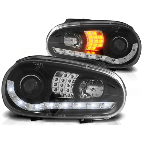 Lampy przód VW Golf 4 97-03 - diodowe BLACK LED - LPVWB2