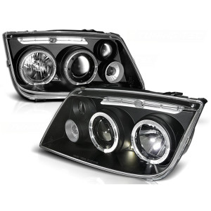 Lampy przód VW Bora clear Angel Eyes BLACK soczewka ringi LPVW15