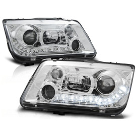 Lampy przód VW Bora - diodowe CHROM LED - LPVWE8