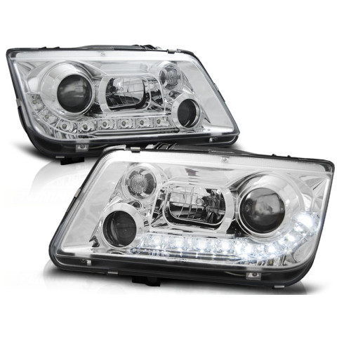 Lampy przód VW Bora - diodowe CHROM LED - LPVWE8