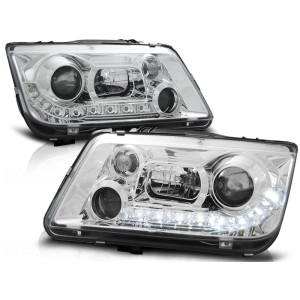 Lampy przód VW Bora - diodowe CHROM LED - LPVWE8