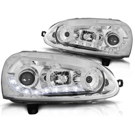 Lampy przód VW Golf 5 / Jetta - diodowe CHROM LED - LPVW98