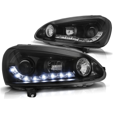 Lampy przód VW Golf 5 / Jetta - diodowe BLACK LED - LPVW99