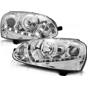 Lampy przód VW Golf 5 / Jetta - CHROM LED LPVWD2