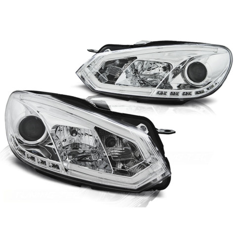 Lampy przód VW Golf 6 - CHROM TUBE LIGHT DRL - Światła jazdy dziennej LPVWI4