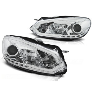 Lampy przód VW Golf 6 - CHROM TUBE LIGHT DRL - Światła jazdy dziennej LPVWI4