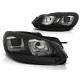 Lampy przód VW Golf 6 - BLACK LED DRL dzienne - z czarnym paskiem LPVWP4
