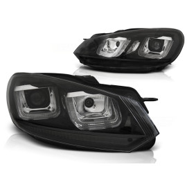 Lampy przód VW Golf 6 - BLACK LED DRL dzienne - z czarnym paskiem LPVWP4