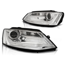 Lampy przód VW Jetta VI - CHROM Tube Light LED DRL - diodowe LPVWK7