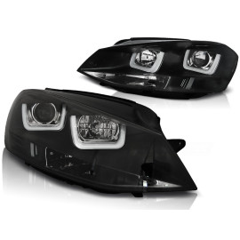 Lampy przód VW Golf 7 - BLACK LED DRL - diodowe LPVWK6