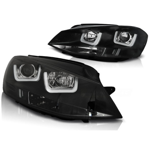 Lampy przód VW Golf 7 - BLACK LED DRL - diodowe LPVWK6