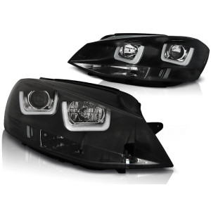 Lampy przód VW Golf 7 - BLACK LED DRL - diodowe LPVWK6