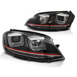 Lampy przód VW Golf 7 - BLACK LED DRL GTI look z dynamicznym kier. LPVWR2